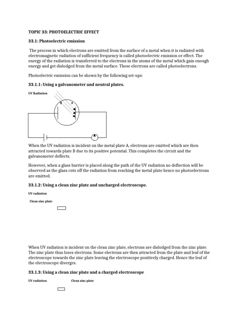 PHOTOELECTRIC EFFECT NOTES | PDF | Photoelectric Effect ...
