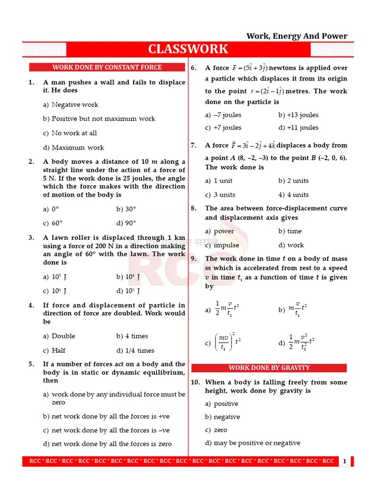 Work, Energy & Power | PDF | Force | Kinetic Energy
