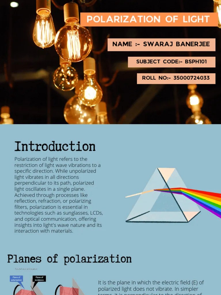 Polarization Of Light | PDF | Polarization (Waves) | Reflection (Physics)