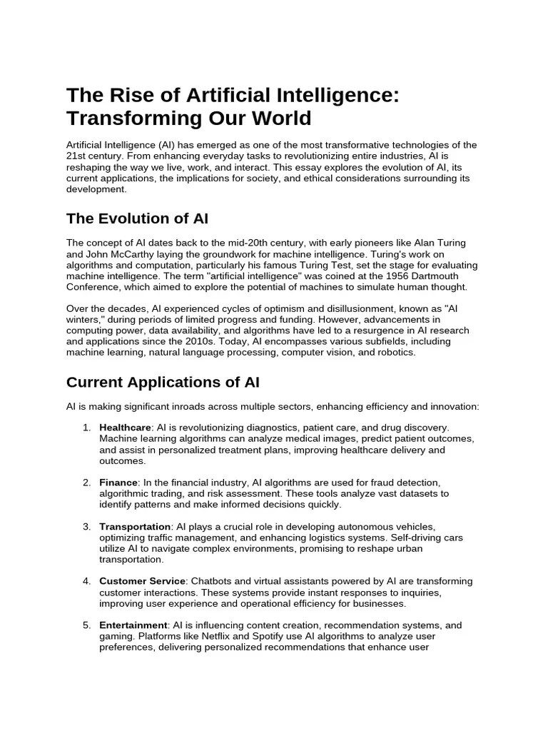 The Rise Of Artificial Intelligence_ Transforming Our World | PDF ...