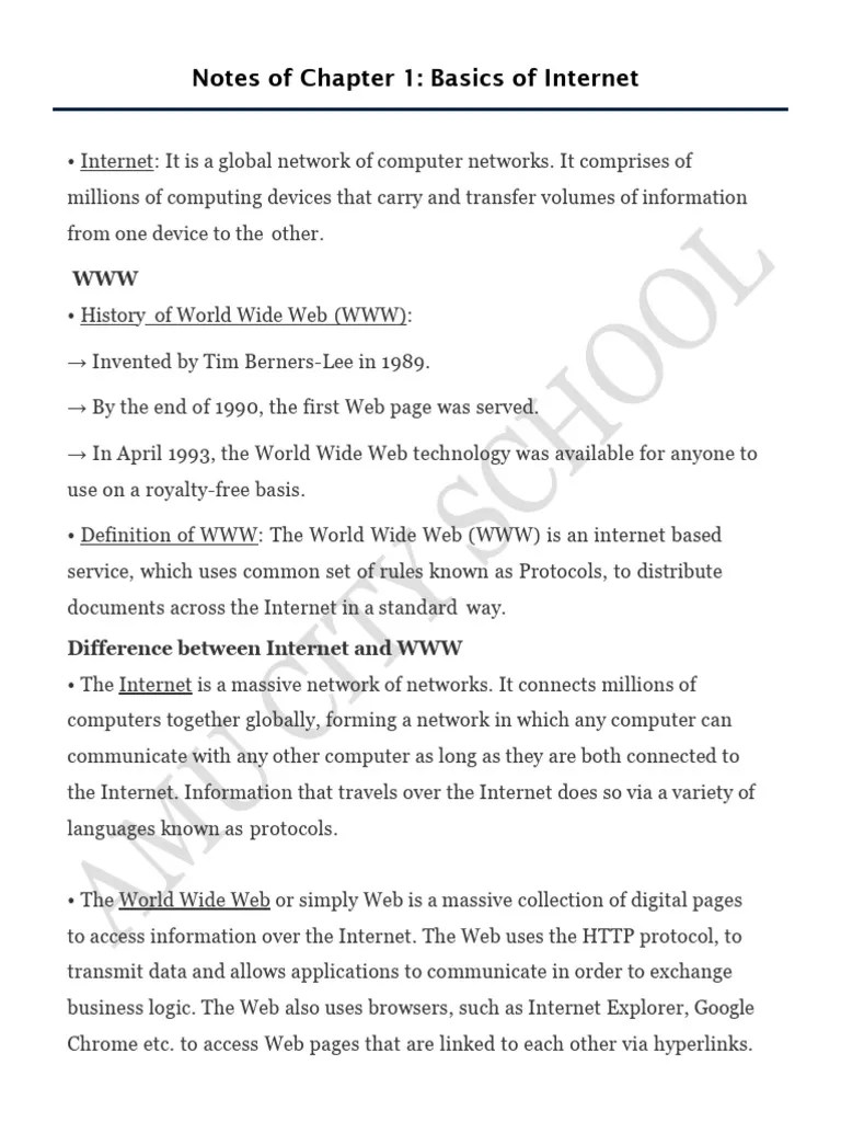 Module-4(Basics Of Internet Notes)-1 | PDF | World Wide Web | Internet ...