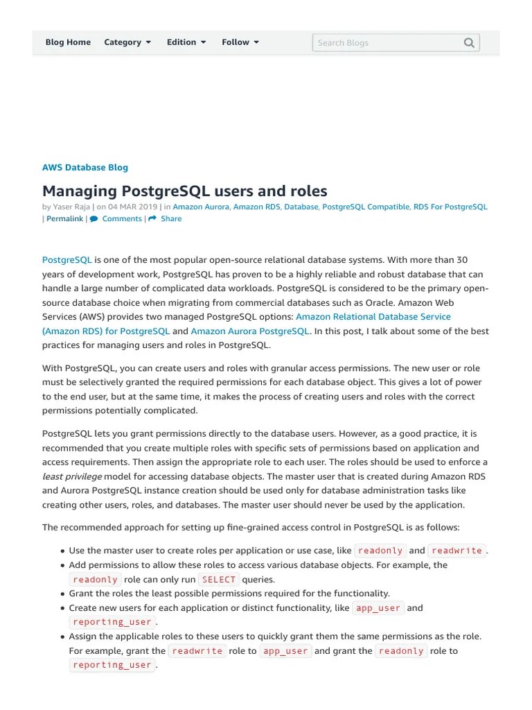 AWS.RDS.PG.Users | PDF | Postgre Sql | Databases