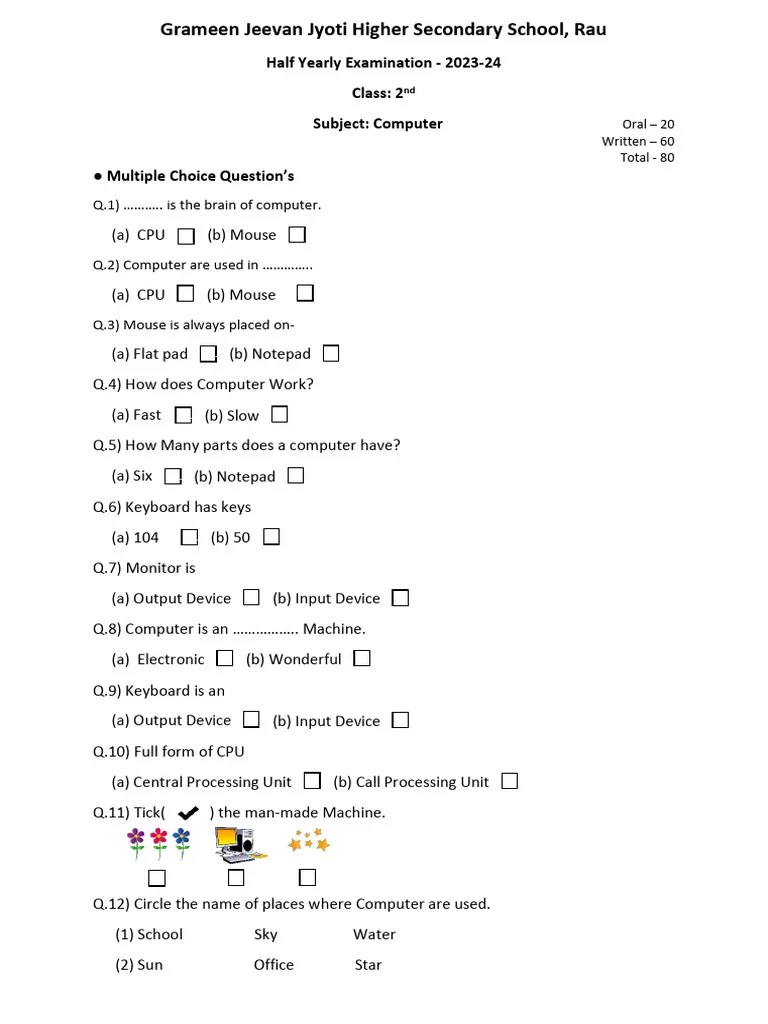 Class 2nd Computer | PDF | Electronics | Human–Computer Interaction