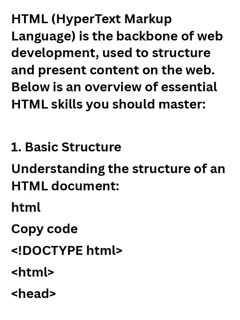 HTML (HyperText Markup Language) Is The Backbone Of Web Development ...