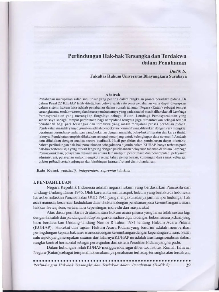 26723 ID Perlindungan Hak Hak Tersangka Dan Terdakwa Dalam Penahanan | PDF