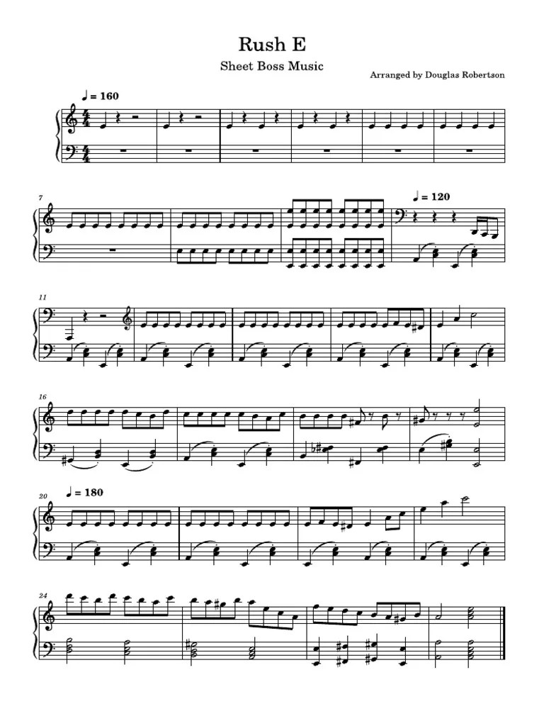 Rush E Sheet Music Boss Rush E Simplified Piano Solo Pdf