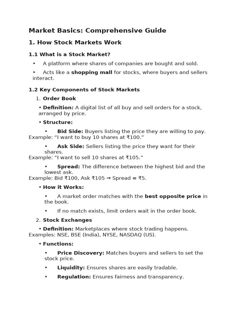 Market Basics Pdf Order Exchange Stocks