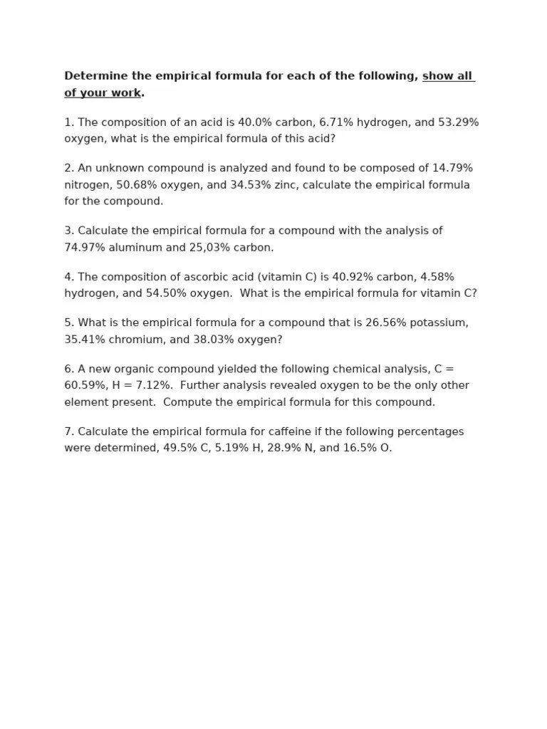 Determining Empirical Formulas | PDF