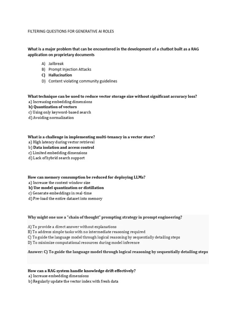 Generative AI Basic Questions | PDF | Cache (Computing) | Applied ...