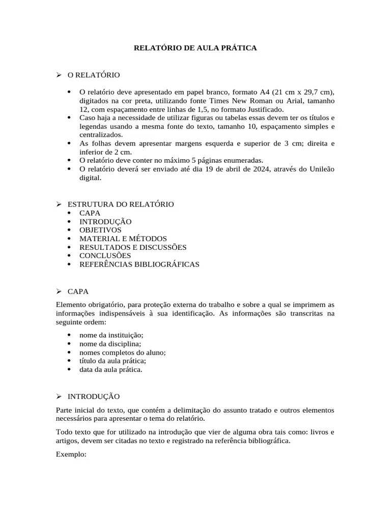 Modelos De Relatório Para Aulas Práticas | PDF