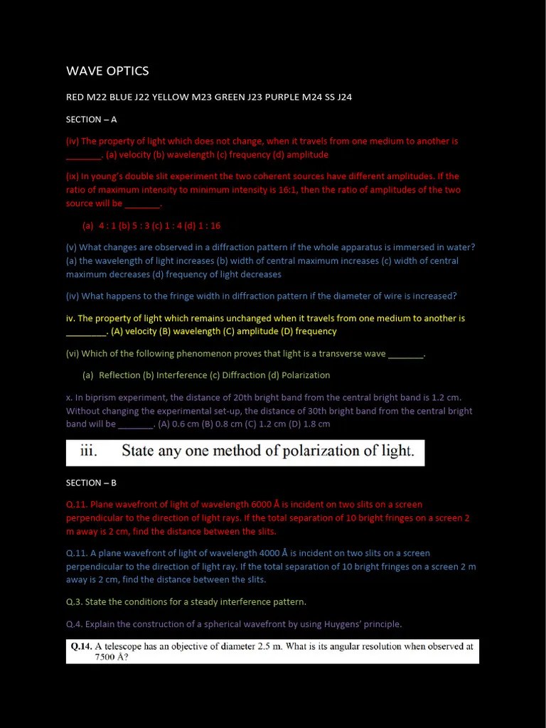 Wave Optics | PDF | Diffraction | Radiation