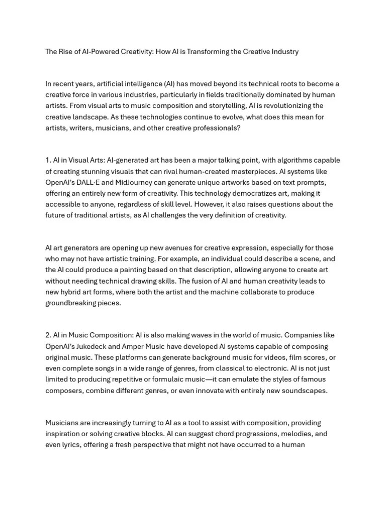 The Rise Of AI-Powered Creativity How AI Is Transforming The Creative ...