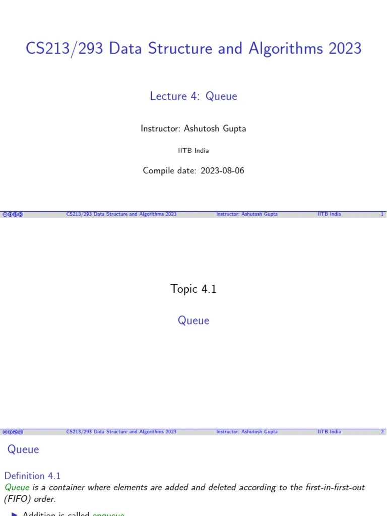 Lec 04 Queue | PDF | Queue (Abstract Data Type) | Computer Programming