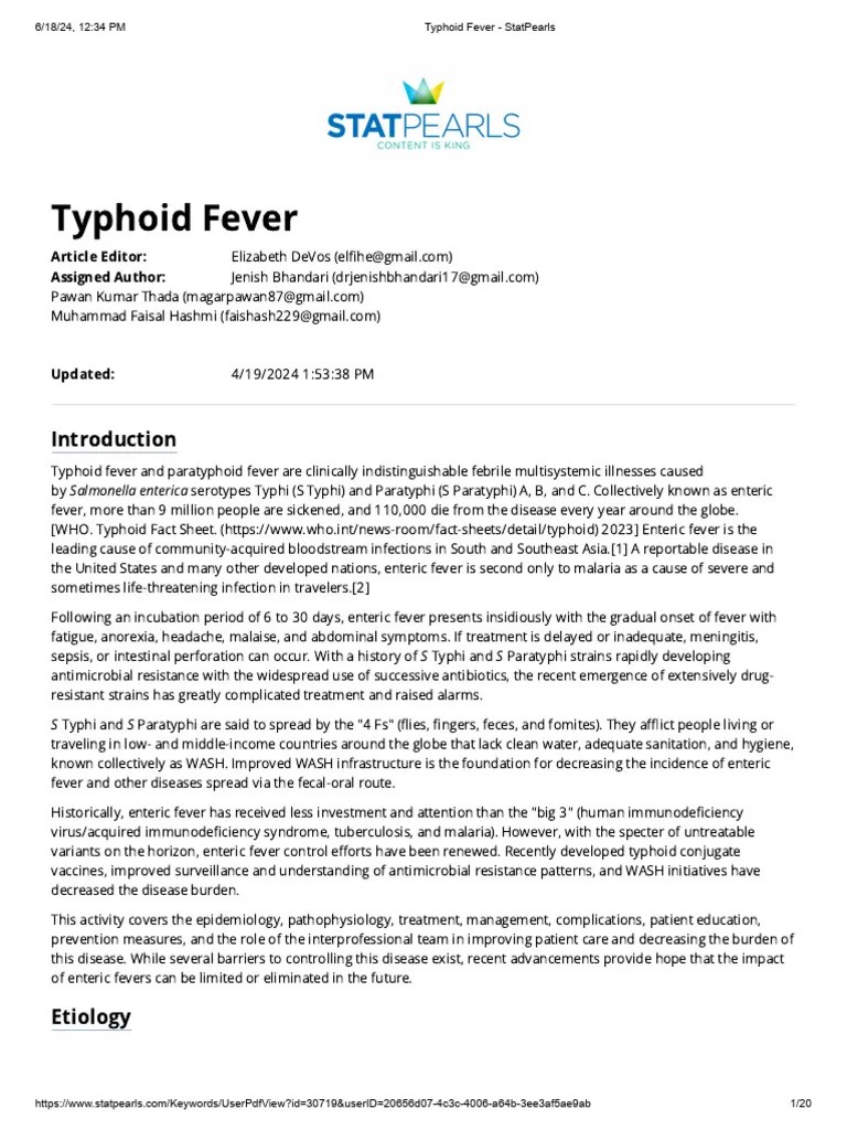 Typhoid Fever | PDF | Salmonella | Multiple Drug Resistance