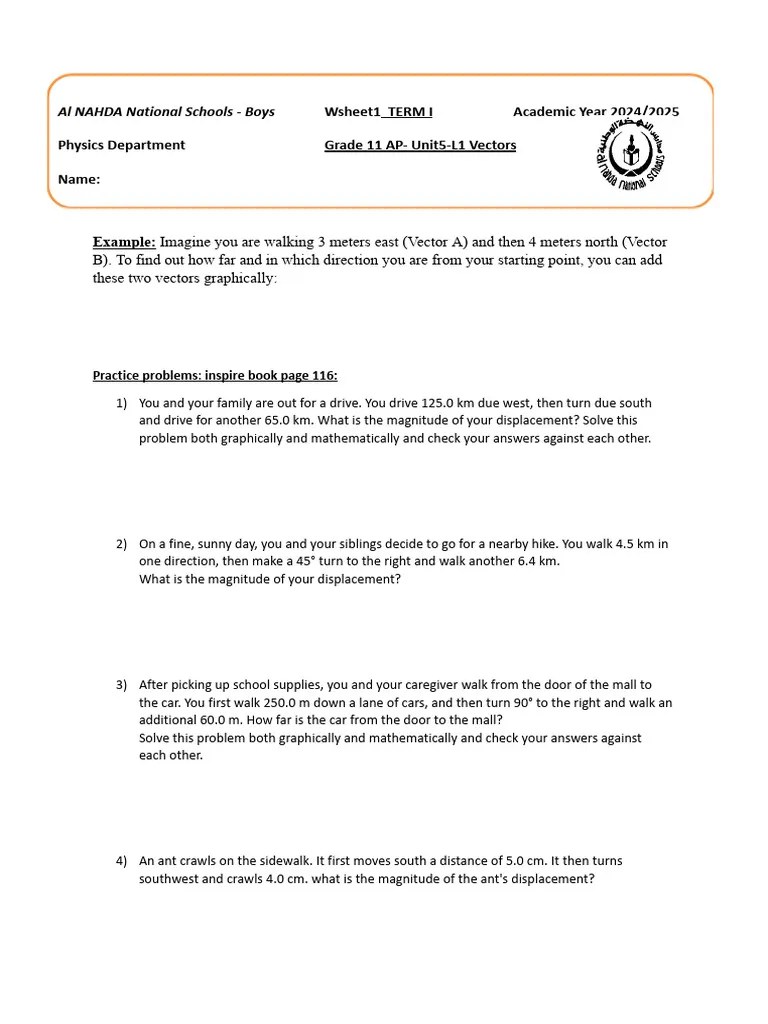 Worksheet1-Vectors Practice Problems From Book | PDF
