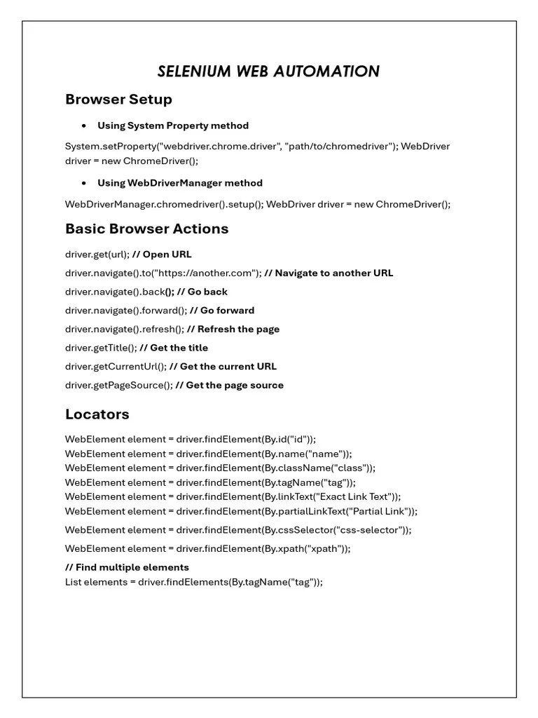 Selenium Web Automation | PDF | Selenium (Software) | Web Development