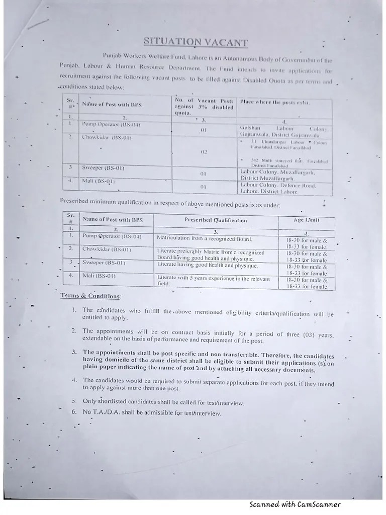 Advertisement For Situation Vacant - 1 | PDF