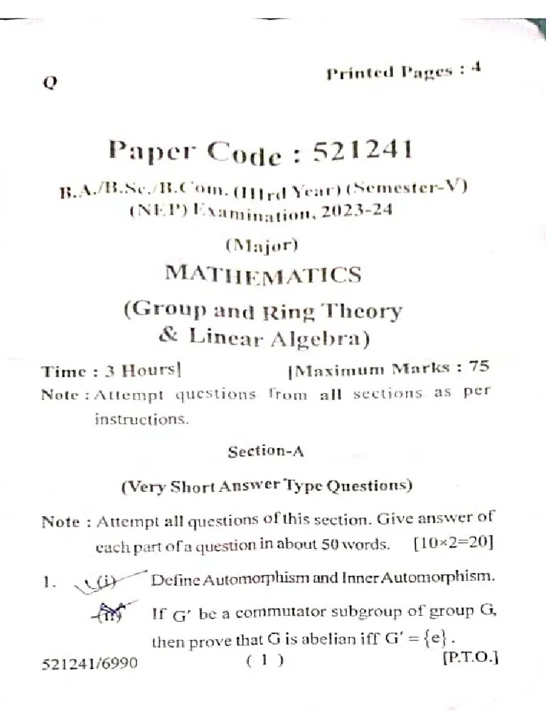 Group And Ring Theory+ Linear Algebra | PDF