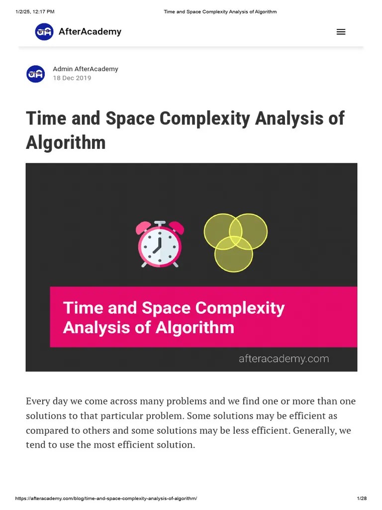 Time And Space Complexity Analysis Of Algorithm | PDF | Time Complexity ...