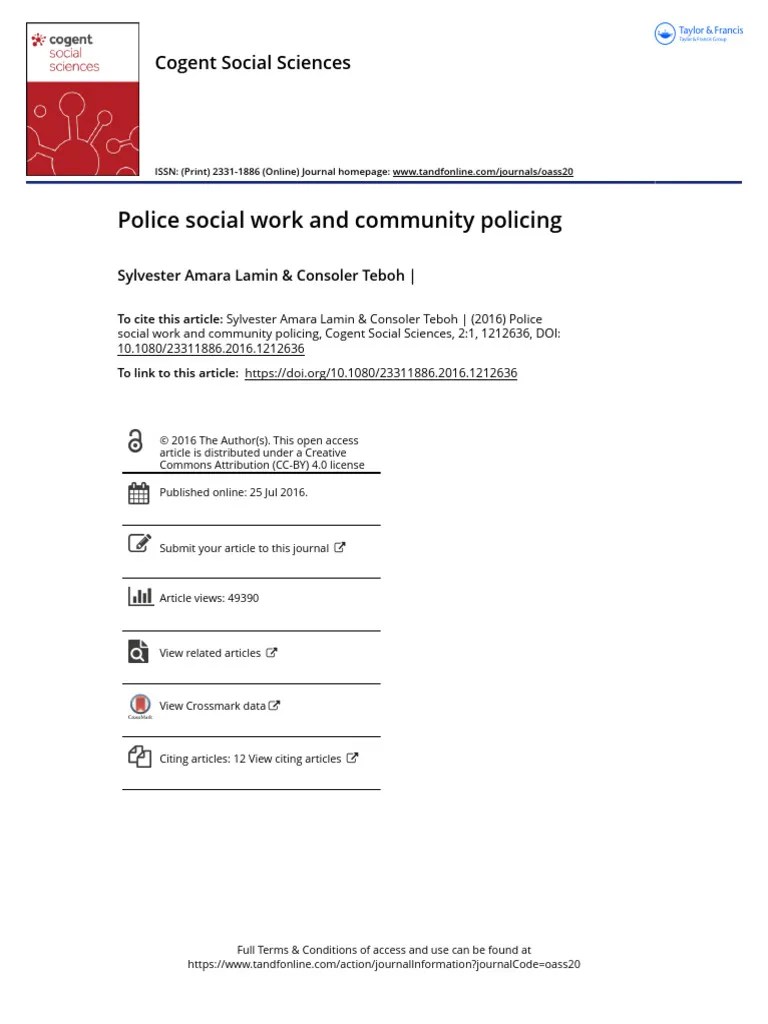 Police Social Work And Community Policing Pdf Police Community