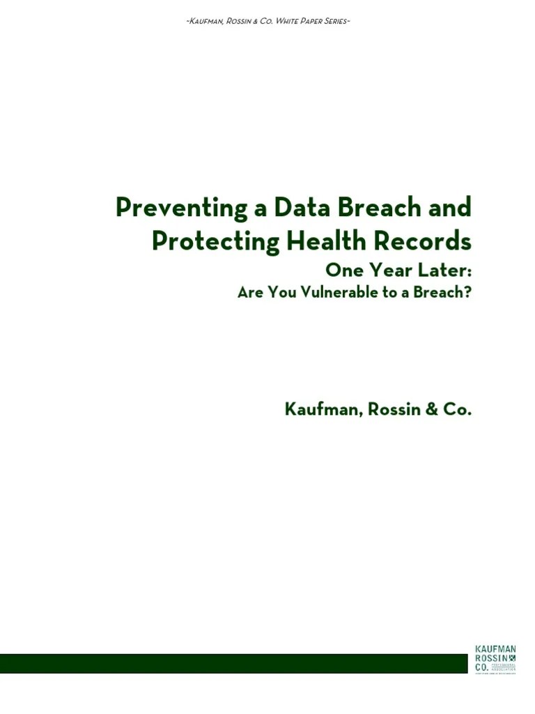 Preventing A Data Breach And Protecting Health Records | PDF | Health Insurance Portability And ...