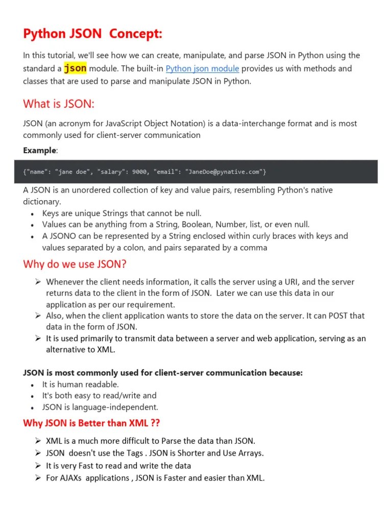 Python JSON Concept | PDF | Json | Data