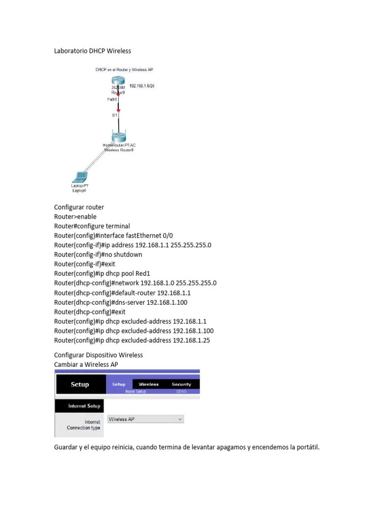Lab Dhcp Wireless | PDF | Router (Computing) | Communications Protocols