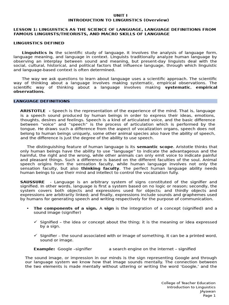Intro To Linguistics Module 1 | PDF | Language Acquisition | Linguistics