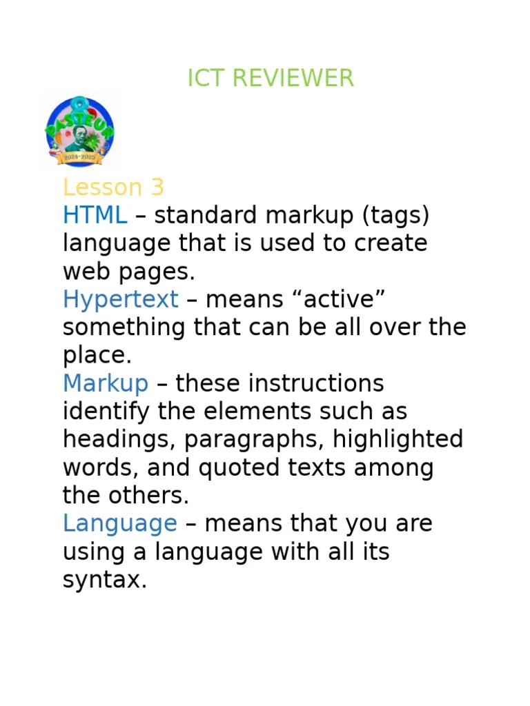 Ict Reviewer 2nd Quarter | PDF | Html Element | Html