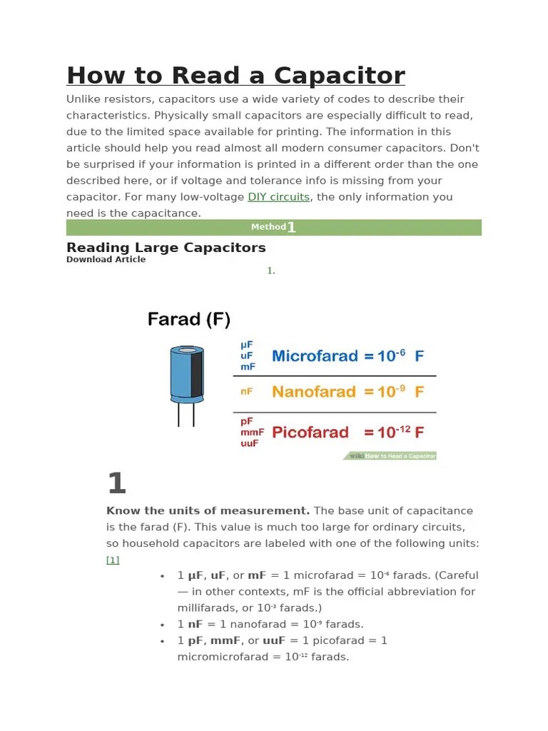 How To Read A Capacitor | PDF | Capacitor | Metrology