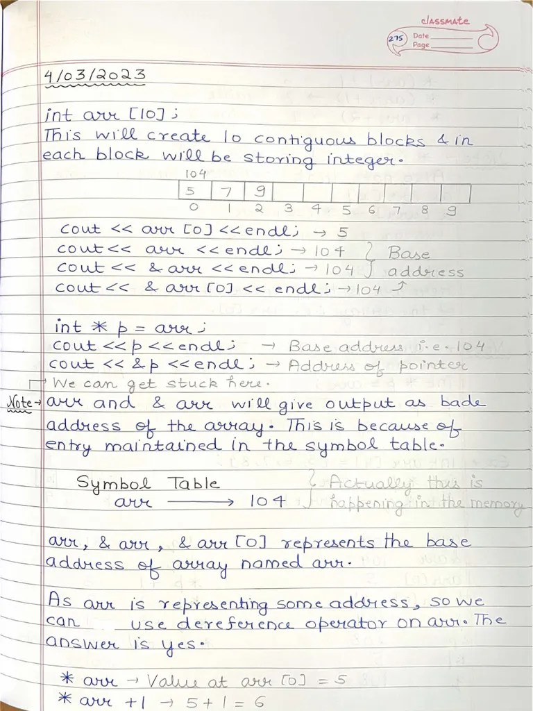 Pointers_ClassII_Notes_4th_March_2023 | PDF