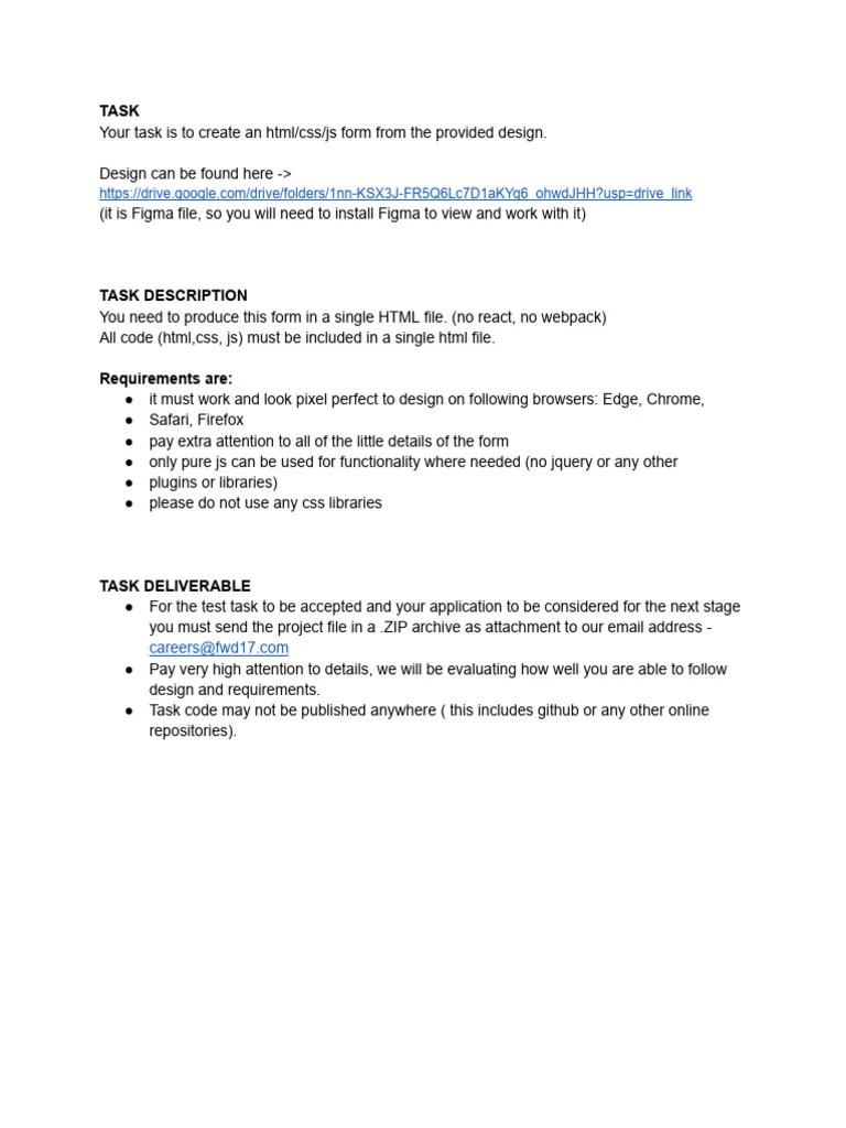 Screening Task - Junior Frontend Developer | PDF
