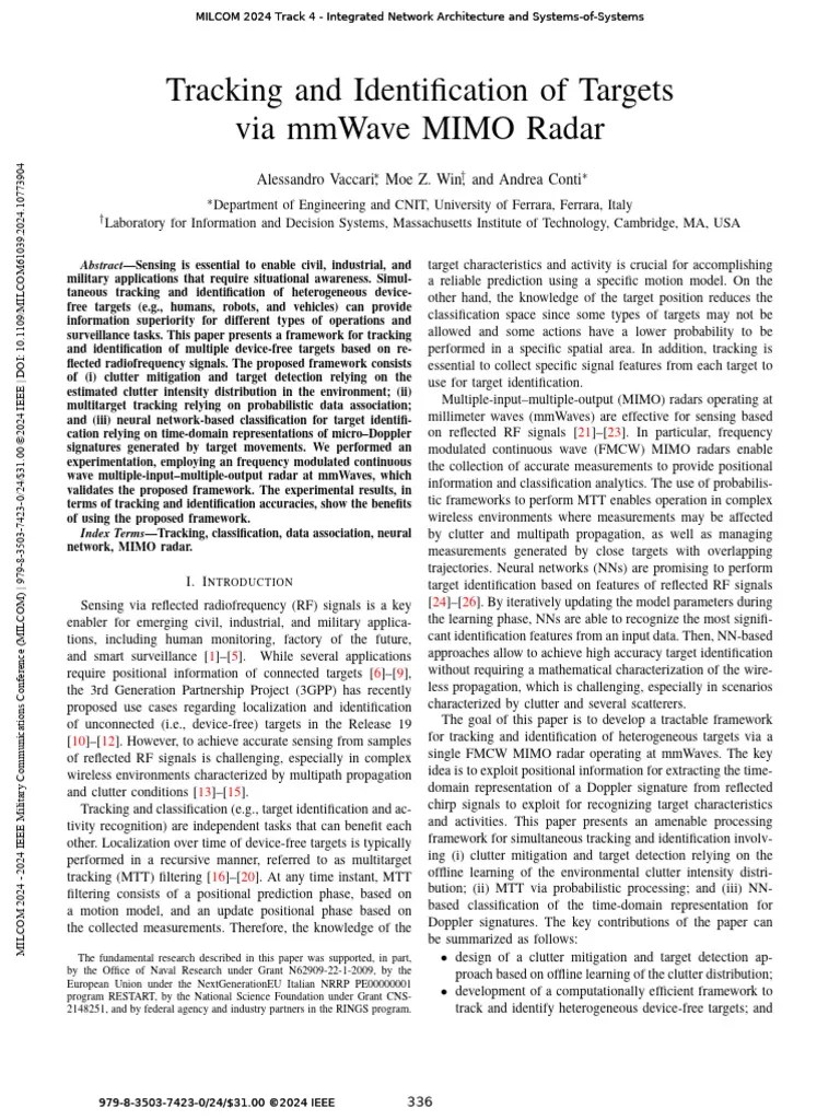 Tracking And Identification Of Targets Via MmWave MIMO Radar | PDF ...