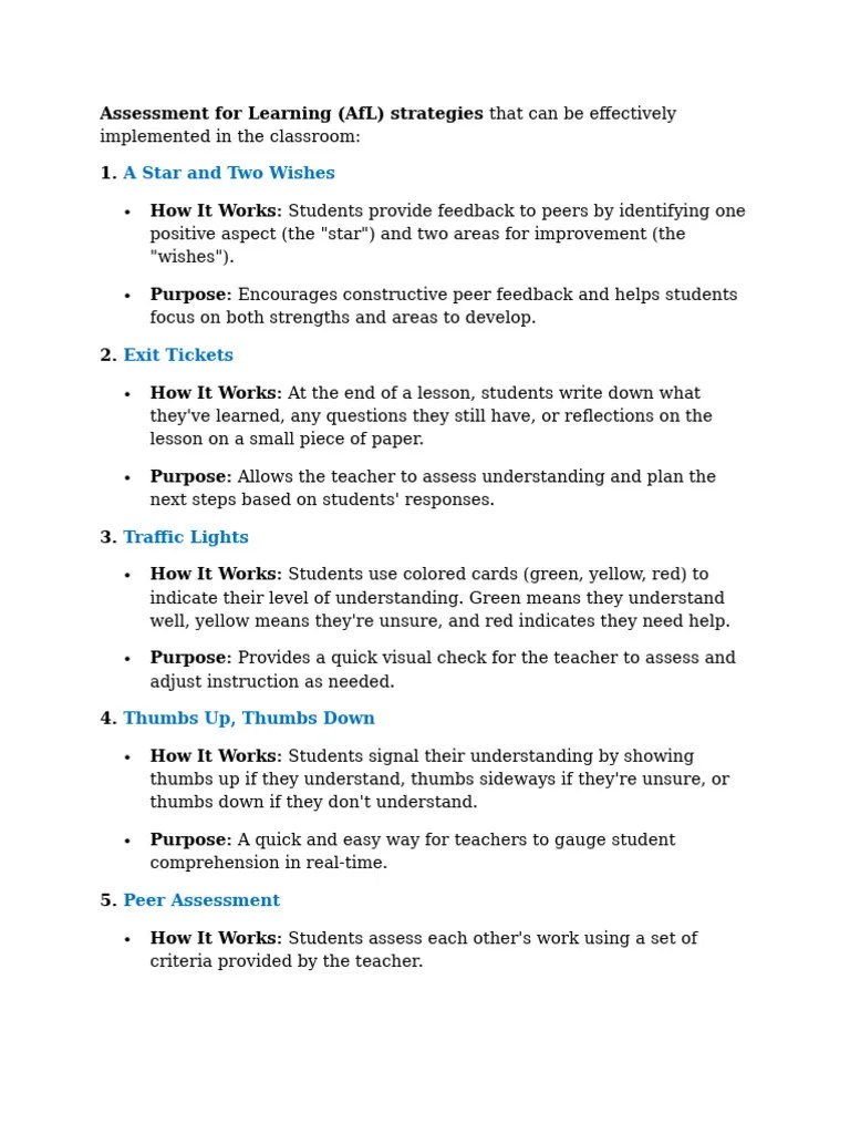 AfL Strategies | PDF | Learning | Cognitive Psychology