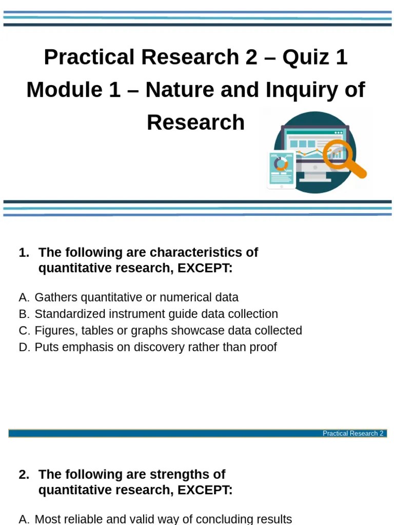 PR2 Module 1 - Quiz | PDF | Quantitative Research | Methodology