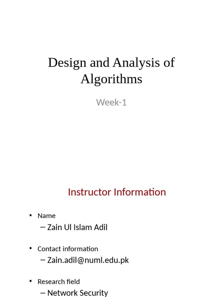 DAA Lecture 1 | PDF | Time Complexity | Applied Mathematics