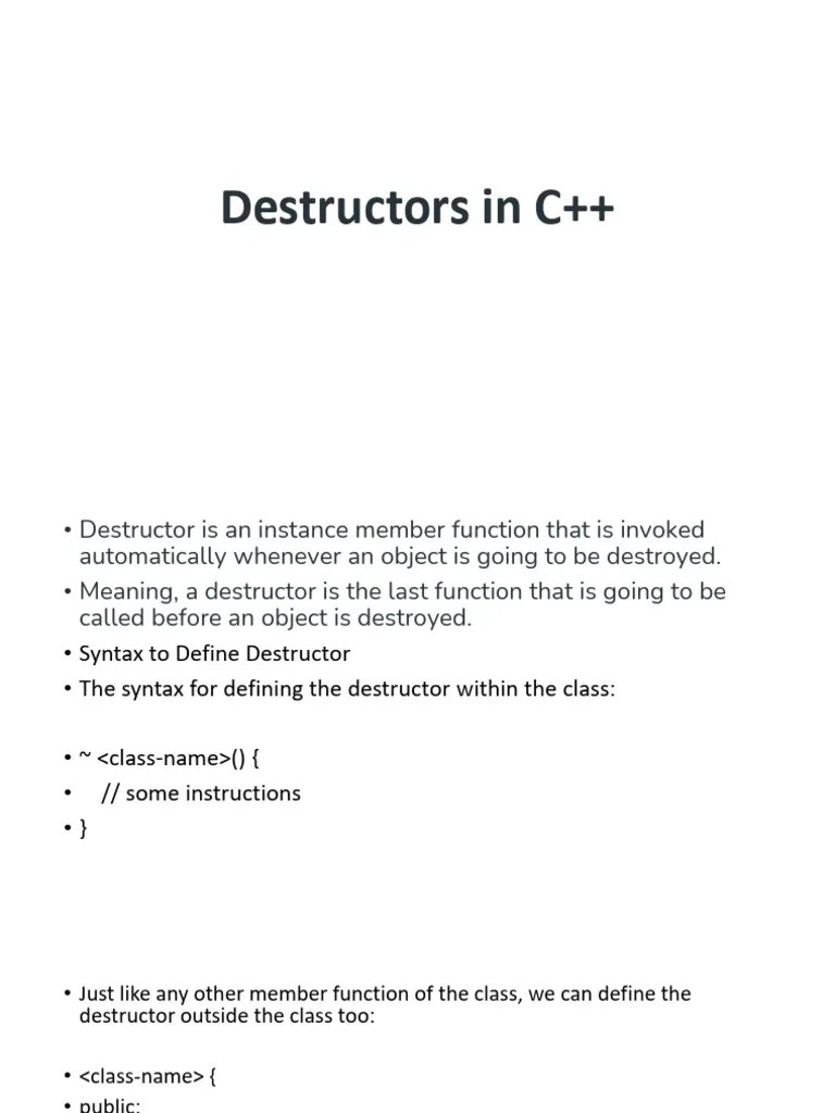 Destructors In C++ | PDF