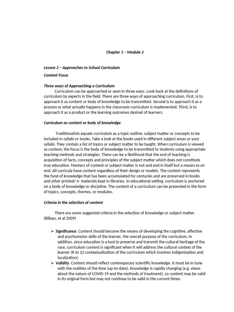 Chapter 1 Module 2 Lesson 2 | PDF | Curriculum | Learning