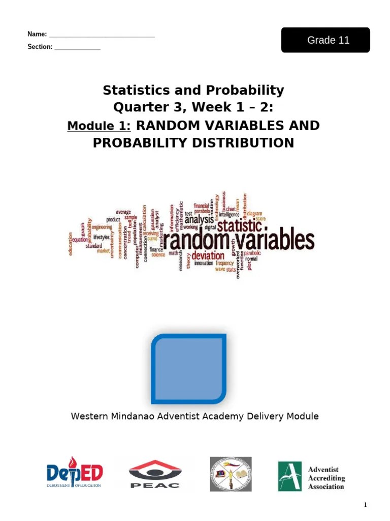 Q3 Week 1 2 Lesson 1 | PDF | Probability Distribution | Random Variable