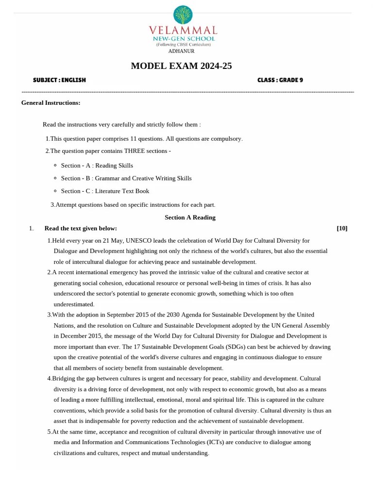 Class 9 English Sample Paper Set 10 Pdf Pdf Crop Rotation