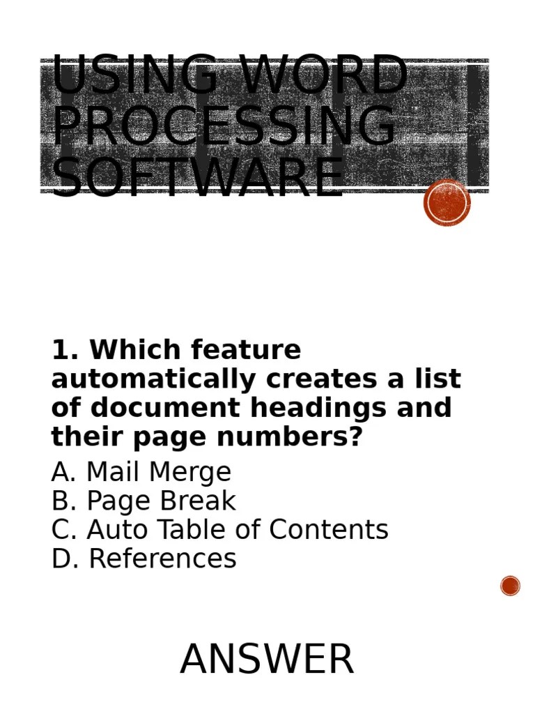 Using Word Processing Software | PDF