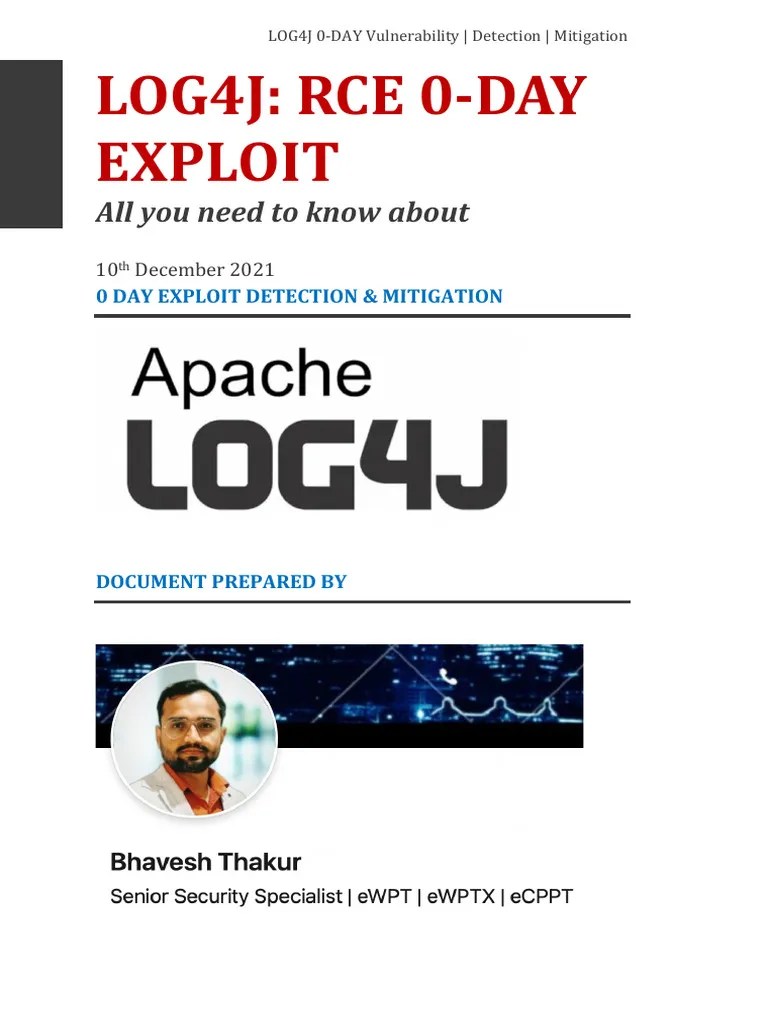 LOG4J - ZERO DAY Vulnerability Detection & Mitigation | PDF | Computing | Software Engineering