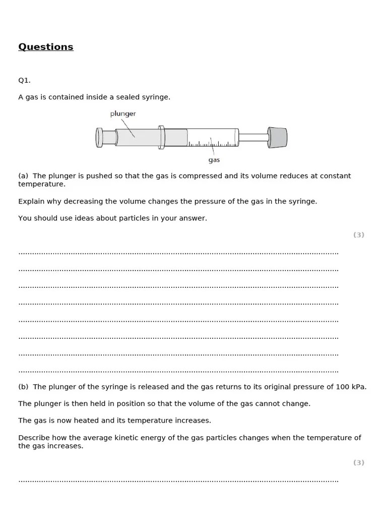 IGCSE 91 Solids Liquids Gases QP | PDF | Gases | Pressure