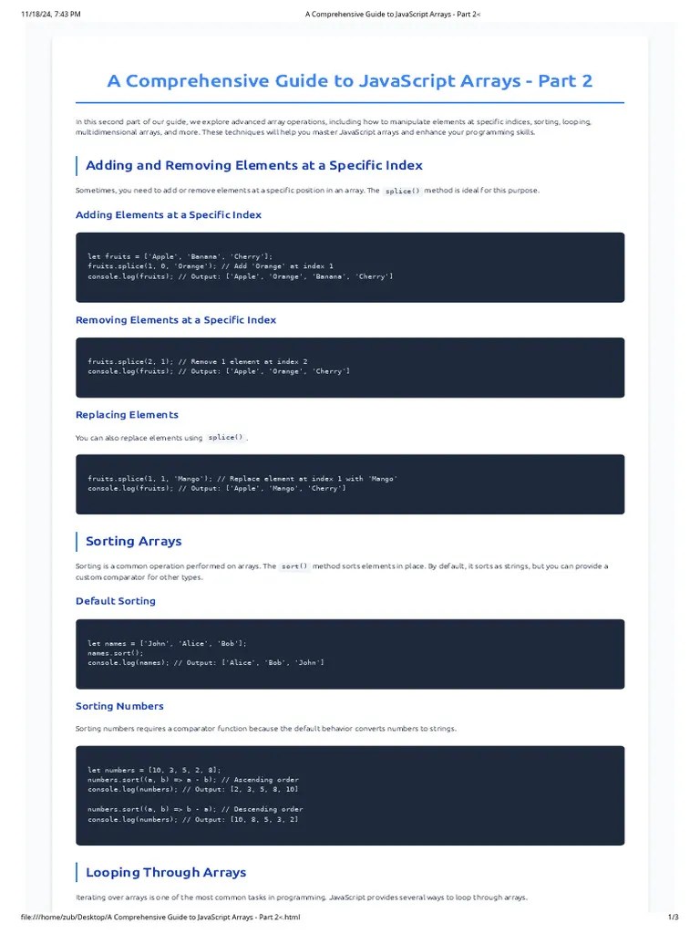 A Comprehensive Guide To JavaScript Arrays - Part 2_ | PDF | Matrix ...