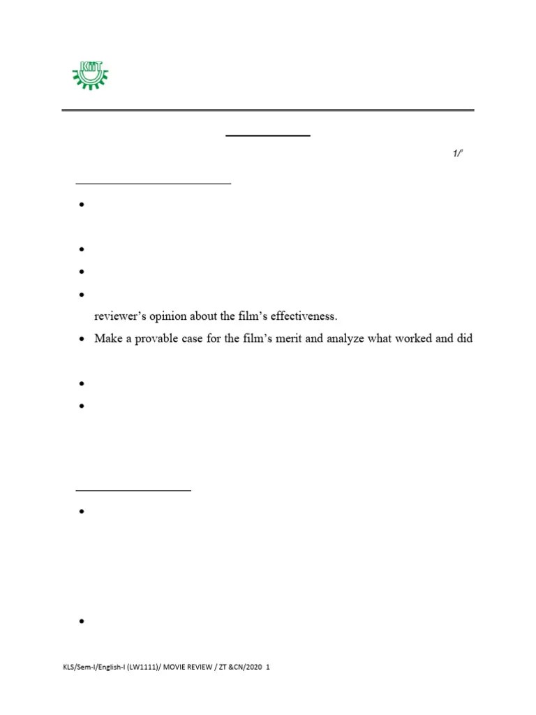 Guidelines For Writing Movie Review | PDF