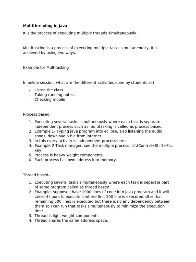 Multithreading-1 | PDF | Thread (Computing) | Process (Computing)
