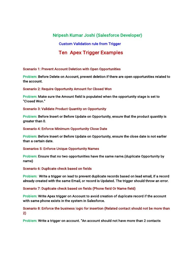 Apex Trigger Ten Examples | PDF