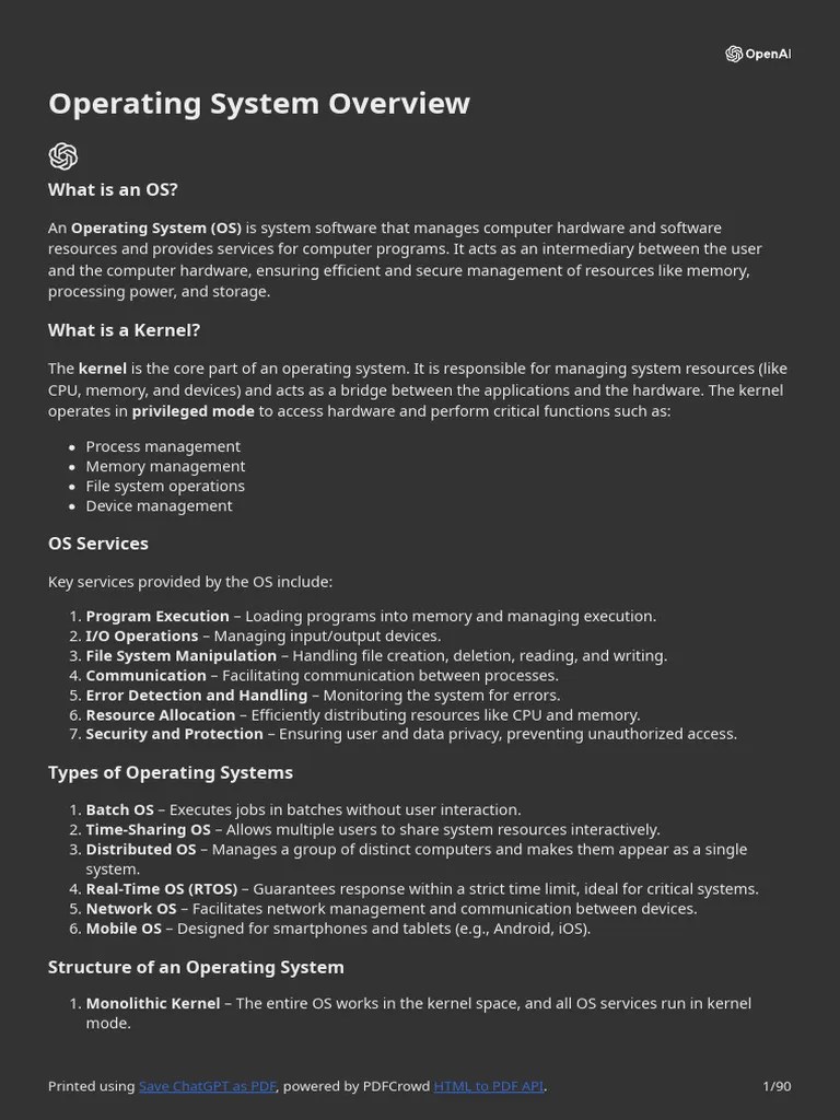 Operating System Overview | PDF | Operating System | Scheduling (Computing)