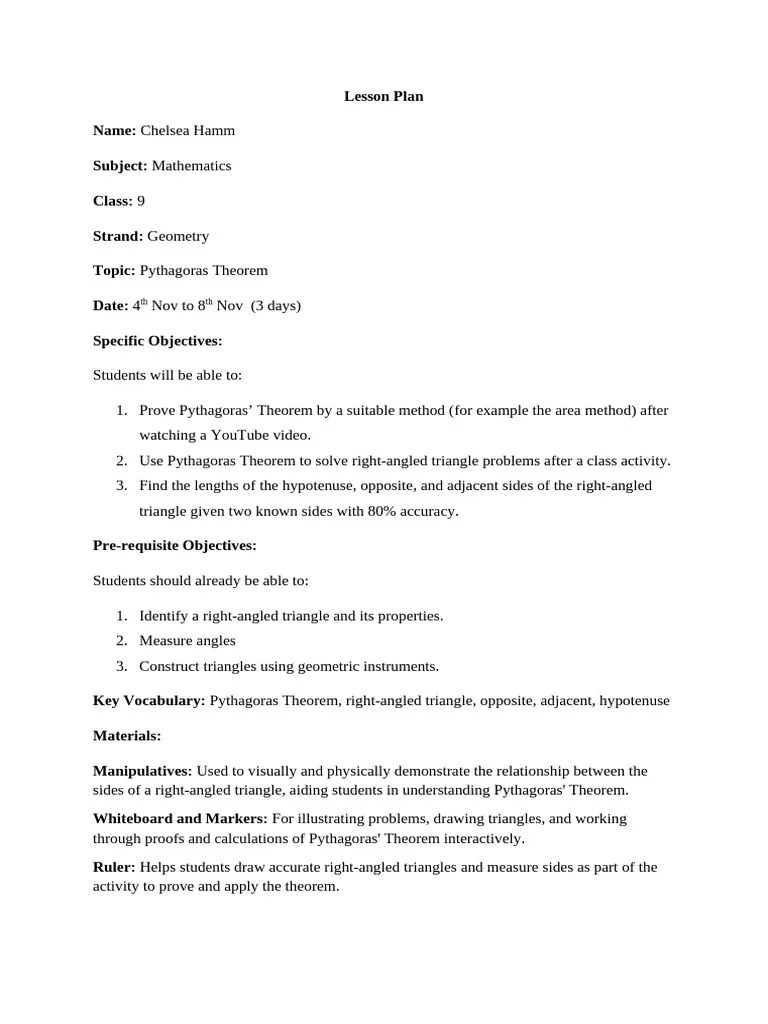 Pythagoras Theorem 1 Introduction 4th Nov To 8th Nov | PDF | Triangle ...