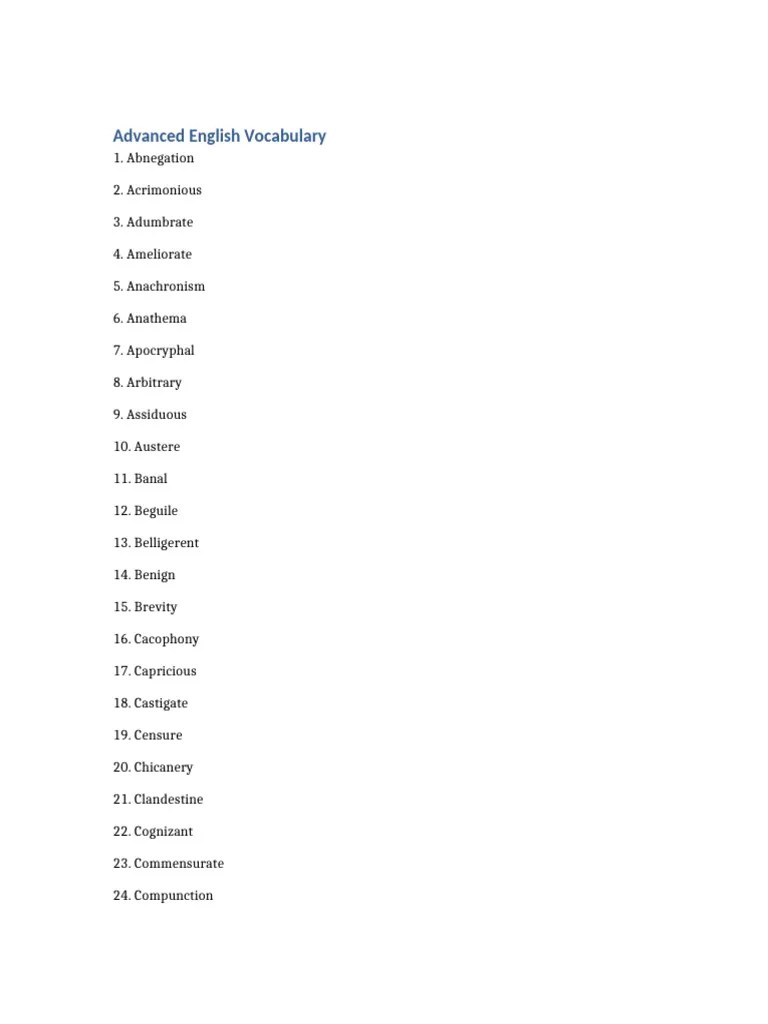 Advanced English Vocabulary Pdf